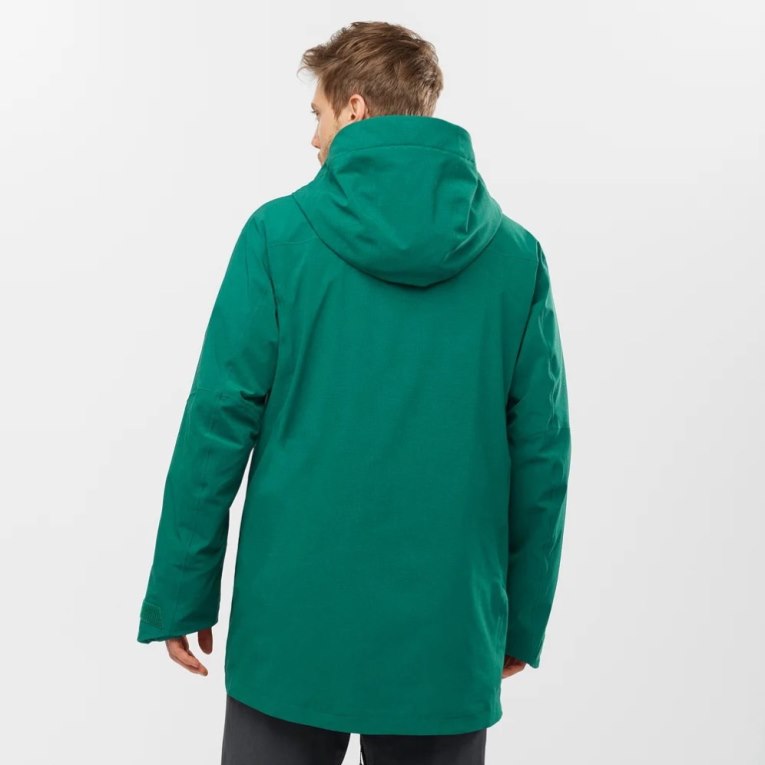 Green Salomon Stance Cargo Insulated Hooded Men's Ski Jackets | PH 23409R